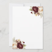 Invitation Élégant Mariage floral de crème bordeaux (Dos)