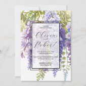 Invitation Élégant mariage floral de glyteria couleur pourpre (Devant)