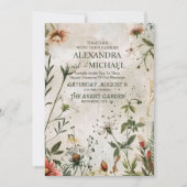 Invitation Élégant Mariage floral de la chute de bois moderne (Devant)