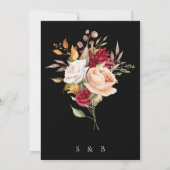 Invitation Élégant Mariage floral de la chute noire (Dos)