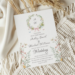 Invitation Elégant Mariage floral de la crête de Bohême