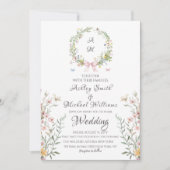 Invitation Elégant Mariage floral de la crête de Bohême (Devant)