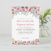 Invitation Élégant Mariage floral de lavande rose pâle (Debout devant)