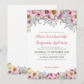 Invitation Élégant Mariage floral de lavande rose pâle (Devant / Derrière)