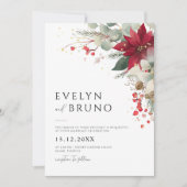 Invitation Élégant Mariage floral de Noël (Devant)