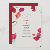 Invitation Élégant Mariage floral de pavot rouge (Devant / Derrière)