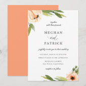 Invitation Élégant Mariage floral de pêche (Devant / Derrière)