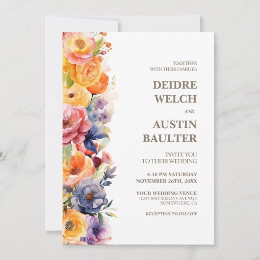 Invitation Élégant Mariage floral de printemps (Devant)