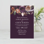 Invitation Élégant Mariage floral de prune violette de Bourgo (Debout devant)