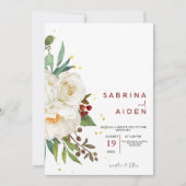 Invitation Élégant Mariage floral de rose blanche naturelle (Devant)