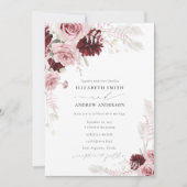 Invitation Élégant Mariage floral de Roses roses roses blanch (Devant)