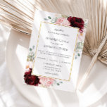 Invitation Élégant Mariage floral de Roses roses roses blanch<br><div class="desc">Personnalisez cette élégante invitation de mariage avec votre propre libellé facilement et rapidement, appuyez simplement sur le bouton customiser pour réorganiser et formater le style et le placement du texte. Cette invitation chic présente de belles aquarelles bordeaux, roses roses roses rousses et feuillage vert et doré. Objets correspondants disponibles en...</div>