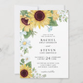 Invitation Élégant Mariage floral de tournesol (Devant)