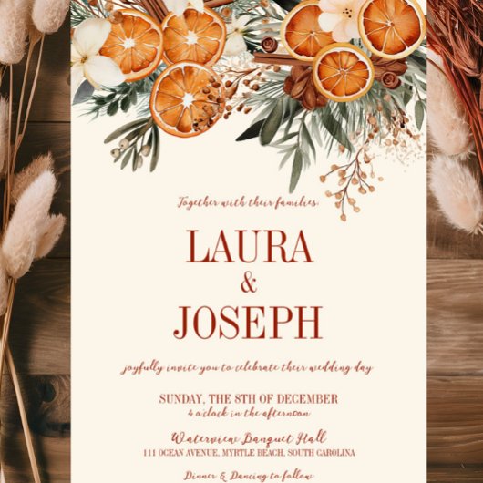 Invitation Élégant Mariage floral d'ivoire