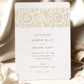 Invitation Élégant Mariage floral d'ivoire beige