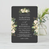 Invitation Élégant Mariage floral d'ivoire botanique biologiq (Debout devant)