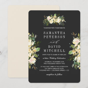 Invitation Élégant Mariage floral d'ivoire botanique biologiq