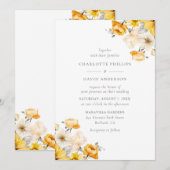 Invitation Élégant Mariage floral d'ivoire de pêche jaune (Devant / Derrière)