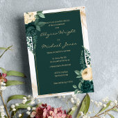 Invitation Élégant Mariage floral d'ivoire vert émeraude