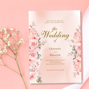 Invitation Élégant Mariage floral Dusty rose