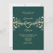 Invitation Élégant Mariage Floral Emerald Gold (Devant)