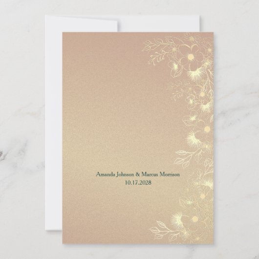 Invitation Élégant Mariage Floral Emerald Gold (Dos)