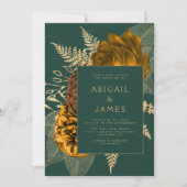 Invitation Élégant Mariage Floral Emerald Green Rust Gold (Devant)