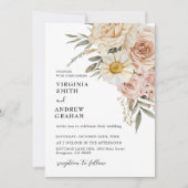 Invitation Élégant Mariage Floral en terre cuite moderne Boho (Devant)