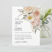 Invitation Élégant Mariage Floral en terre cuite moderne Boho (Debout devant)