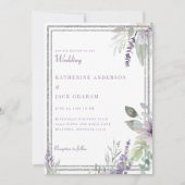 Invitation Élégant mariage floral et feuillage lavande (Devant)