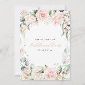 Invitation Élégant Mariage floral Eucalyptus à fleurs roses (Dos)