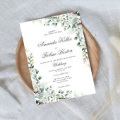 Invitation Élégant Mariage floral Eucalyptus vert doux