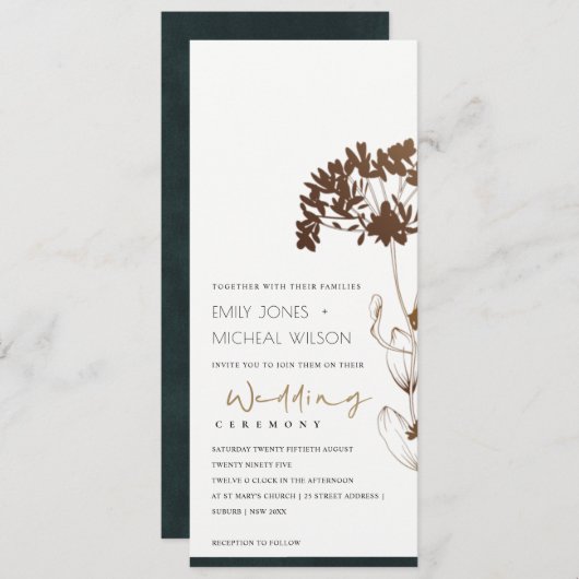 INVITATION ÉLÉGANT MARIAGE FLORAL FOIL HYDRANGEA EN CUIVRE (Devant / Derrière)