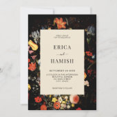 Invitation Élégant Mariage floral foncé (Devant)