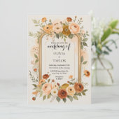 Invitation Elégant Mariage Floral Frame Or (Debout devant)