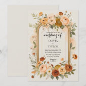 Invitation Elégant Mariage Floral Frame Or (Devant / Derrière)