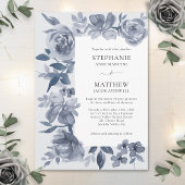 Invitation Elégant Mariage floral gris-dusty