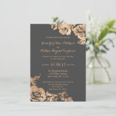 Invitation Élégant Mariage floral gris or moderne simple (Debout devant)