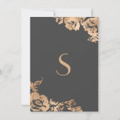 Invitation Élégant Mariage floral gris or moderne simple (Dos)