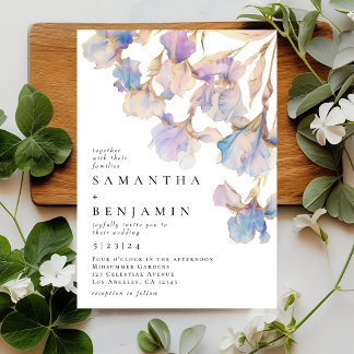 Invitation Élégant Mariage floral Iris