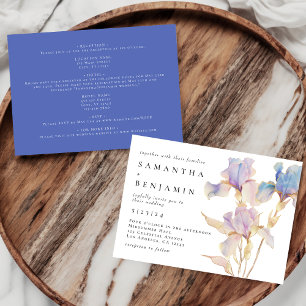 Invitation Élégant Mariage Floral Iris tout-en-un