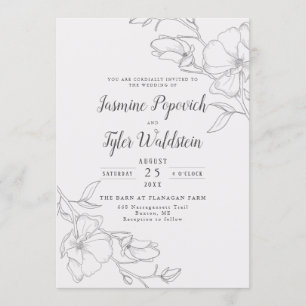 Invitation Élégant Mariage floral ivoire Magnolia