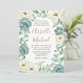 Invitation Elégant Mariage floral ivoire succulent (Debout devant)