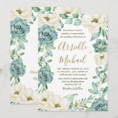 Invitation Elégant Mariage floral ivoire succulent (Devant / Derrière)