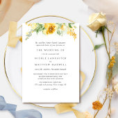 Invitation Élégant Mariage floral jaune et ocre