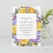 Invitation Élégant Mariage floral jaune violet (Debout devant)