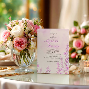 Invitation Élégant mariage floral lavande rose pâle doux