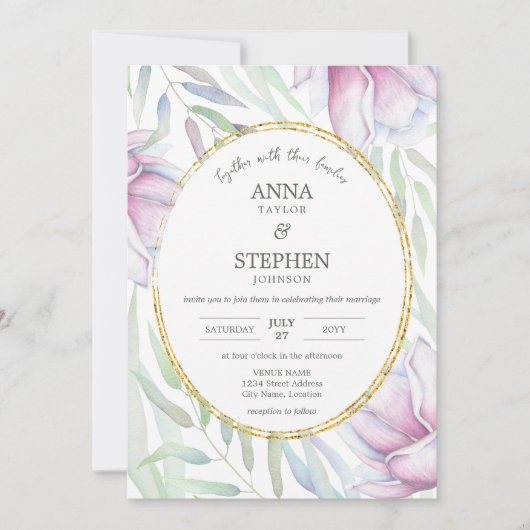 Invitation Élégant Mariage floral Magnolia (Devant)