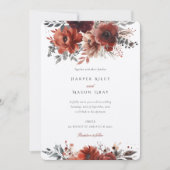 Invitation Elégant Mariage floral marsala aquarelle (Devant)