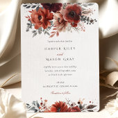 Invitation Elégant Mariage floral marsala aquarelle